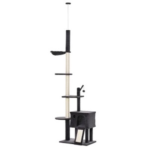 Mewoofun Huge Cat Tree Kitty Activity Center Floor-to-Ceiling Cat Climbing Toy with Scratching Post Board, Gray, 23.5"*15.75"*106.25" - 1 of 4
