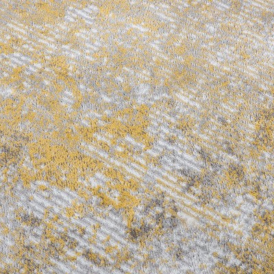 Yellow and Gray Abstract Synthetic 5' x 7' Area Rug