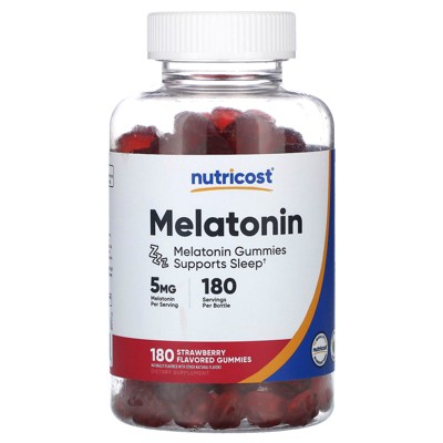 Nutricost Melatonin, Strawberry, 5 mg, 180 Gummies