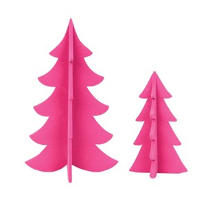 carol & frank Flocked Pink Tree Figurine Set of 2 - 1 of 4