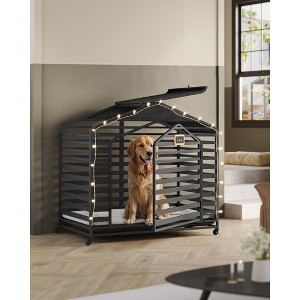 SONGMICS HOME Heavy-Duty Dog Crate, 48 x 29.5 x 46.5 Inches Dog Cage for Large Dogs, Escape Proof Dog Kennel with Pointed Roof, Ink Black - 1 of 4
