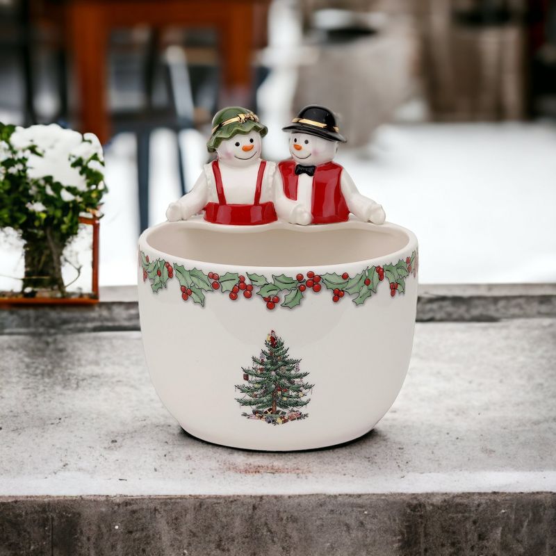 Spode Christmas Tree Mr. & Mrs. Snowman Candy Bowl, 5 of 6