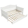Gulches Twin Size Wooden Daybed with Trundle - Solid Pine Frame, Space-Saving Sofa Bed for Bedroom/Living Room/Kids Room,Classic Cottage Style, White - 4 of 4