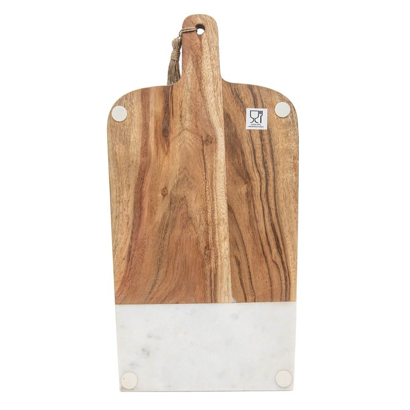 Medium White Wood, Marble & Jute Cutting Board - Foreside Home & Garden, 2 of 7