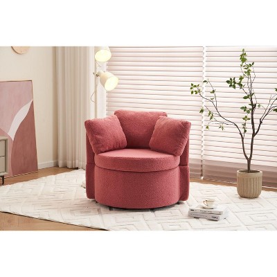 CAVINAS Teddy Accent Chair with Back Cushion,Modern Swivel Chairs with Storage Space for Bedroom,Reading Room