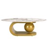 Ridstar Modern Oval Coffee Table with Gold Stainless Steel Base For Living Room-White - 3 of 4