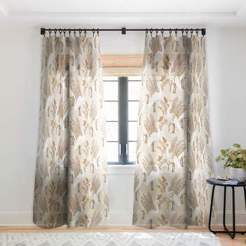 Iveta Abolina White Cranes Linen Single Panel Sheer Window Curtain - Deny Designs