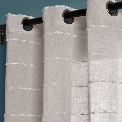 Gray Sheer Polyester Grommet Window Curtain Panels, 38" x 84"