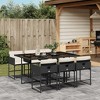 vidaXL Patio Dining Set with Cushions Table and Chairs Outdoor Poly Rattan - Black and Cream Glass 6-Piece - 2 of 4