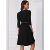 INSPIRE CHIC Women's Work Elegant Square Neck 3/4 Sleeve Belted Pleated a Line Church Midi Dress - image 3 of 4