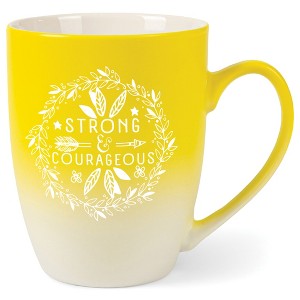 Elanze Designs Strong And Courageous Two Toned Ombre Matte Yellow and White 12 ounce Ceramic Stoneware Coffee Cup Mug - 1 of 4