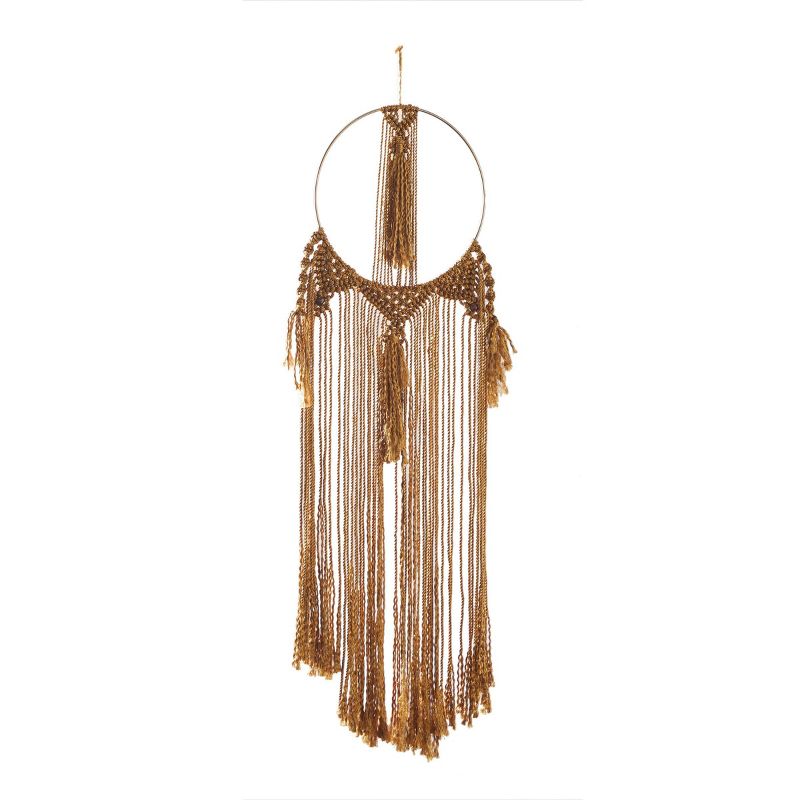 Fabric Macrame Intricately Weaved Wall Decor with Beaded Fringe Tassels Brown - Olivia &#38; May, 3 of 11