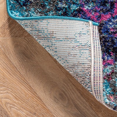 Multi Abstract Synthetic 6'7" x 9' Non-Slip Area Rug