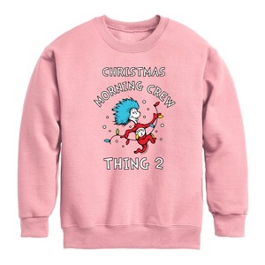 Boys' - The Cat in the Hat - Christmas Morning Crew Thing 2 Graphic Long Sleeve Fleece Sweatshirt - 1 of 4
