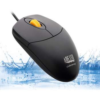 Adesso iMouse W3 - Waterproof Mouse with Magnetic Scroll Wheel - Optical - Cable - Black, Yellow - USB - 1000 dpi - Scroll Wheel - 4 Button(s)