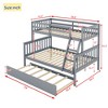 MAYEERTY Twin Rubber Wood Bunk Bed with Trundle Convertible Ladder and Guardrail Detachable Convertible Bed Gray - 4 of 4
