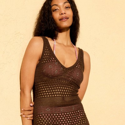 Женские платья Shade & Shore Women's Crochet Swim Cover Up Mini Dress - Shade & Shore™ Brown M — фото 2