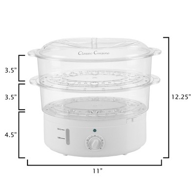 6.3 Quart White Electric Vegetable Steamer and Rice Cooker with Timer