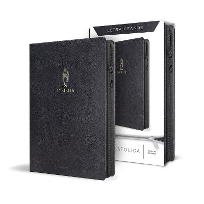 La Biblia Católica Letra Y Tamaño Grande. Símil Piel Negra, Cremallera / Catholic Bible in Spanish Black Leathersoft with Zipper - Large Print