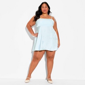 Women's Satin Jacquard Mini Babydoll Dress - Wild Fable™ - 1 of 3