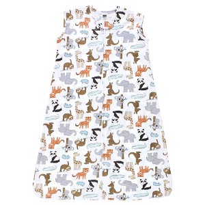 Hudson Baby Cotton Sleeveless Wearable Sleeping Bag, Sack, Blanket, Zoo Animals - 1 of 2