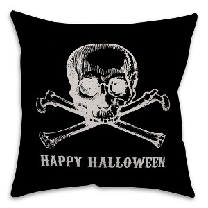 Creative Products Skull and Crossbones Happy Halloween 16x16 Indoor / Outdoor Pillow - 1 of 3