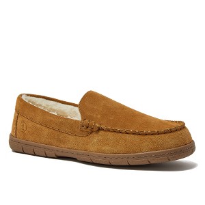 Lands' End Men's Wide Width Fuzzy Lined Suede Moccasin Slippers - 1 of 4