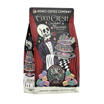 Coco Crush Medium Roast, Ground Coffee, Whole Bean Coffee, or Keurig K-Cup Coffe Pods, Bones Coffee Company, 12 oz & 12 ct