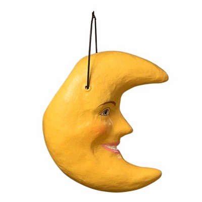 Bethany Lowe 4.0 Inch Golden Moon Bucket Ornament Crescent Metal Handle Tree Ornaments