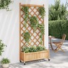 vidaXL Planter Brown Solid Fir Wood Rollable Planter Rectangular - 3 of 4