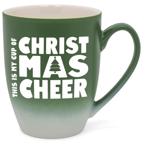 Elanze Designs This is My Cup of Christmas Cheer Two Toned Ombre Matte Green and White 12 ounce Ceramic Stoneware Coffee Cup Mug - image 1 of 4