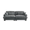 Aukfa Grey Velvet Large Sofa with Bolster Armrests, Waist & Throw Pillows – Modern Couch for Living Room, Bedroom or Office - 3 of 4