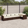 vidaXL 6 Piece Patio Lounge Set with Cushions - Brown Poly Rattan, Modular, UV-Resistant, Steel Frame, Outdoor Furniture for Garden, Deck, Terrace - 2 of 4