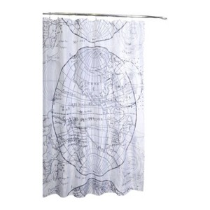 Moda at Home Vintage World Fabric Shower Curtain : Microfiber, Machine Washable, Non-Slip Backing - 1 of 3