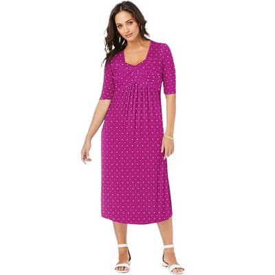 Jessica London Women's Plus Size Stretch Knit Pleated Front Dress