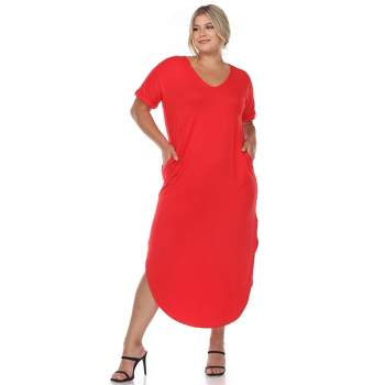 Plus Size Short Sleeve V-neck Maxi Dress