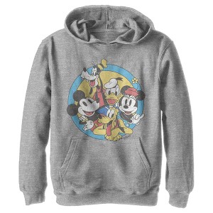 Boy's Disney Mickey & Friends Retro Circle Distressed Pull Over Hoodie - 1 of 4