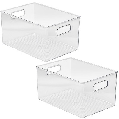 Clear Stackable Plastic Lidded Storage Bins for Kids