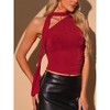 Allegra K Women's One Shoulder Sleeveless Ruched Fashion Summer Y2K Crop Tank Top - 2 of 4