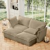 Slipcovered Sectional Sofa, 2 Seater Sofa with Removable Cover, Sofa with Convertible Ottoman, Corduroy Fabric Sectional Sofas-Cuddlewood - 2 of 4