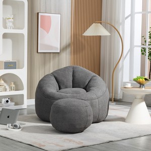 GlasFlength Bedding Bean Bag Sofa Chair High Pressure Foam, Padded Foam Padding Compressed Bean Bag With Footrest, Grey, 18.1"*17.7"*13" - 1 of 4