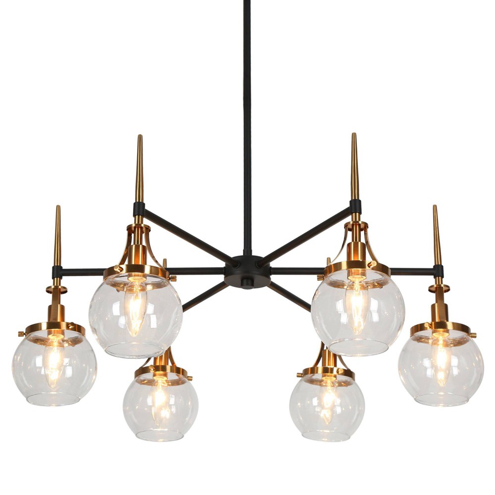 Photos - Chandelier / Lamp LNC Capensis 6-Light 27.6" Matte Black and Polished Gold Shaded LED Dry Ra