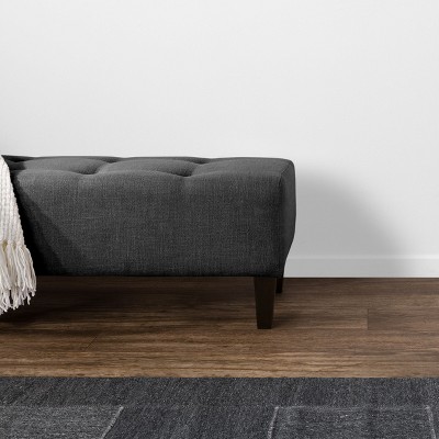 Rosewell Dark Grey Fabric 53" Button-Tufted Bedroom Bench