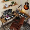Simple Trending Dual Monitor Stand Riser, Tempered Glass Computer Desk Organizer with Mouse Pad for Laptop, iMac, TV, Black - 3 of 4