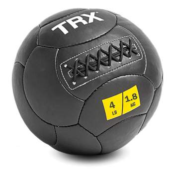 TRX 4 Pound Wall Ball Home Gym Strength Training Weighted Equipment with Non-Slip Exterior for Leveling Up Full Body Workouts, Black (14 Inch)