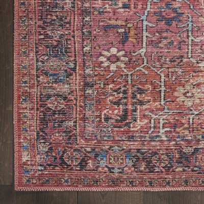 Vintage Brick Red Persian Pattern 7'10" x 9'10" Washable Area Rug