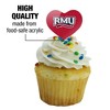 Robert Morris University Secondary Logo Heart Love Cupcake Picks Toppers Decoration Set of 6 - 3 of 4