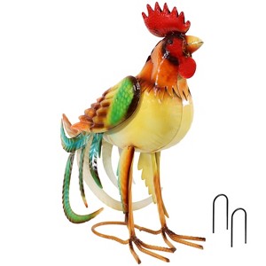 Sunnydaze Romeo the Rooster Metal Outdoor Statue - 16" – Red, Orange, Yellow, and Green - 1 of 4