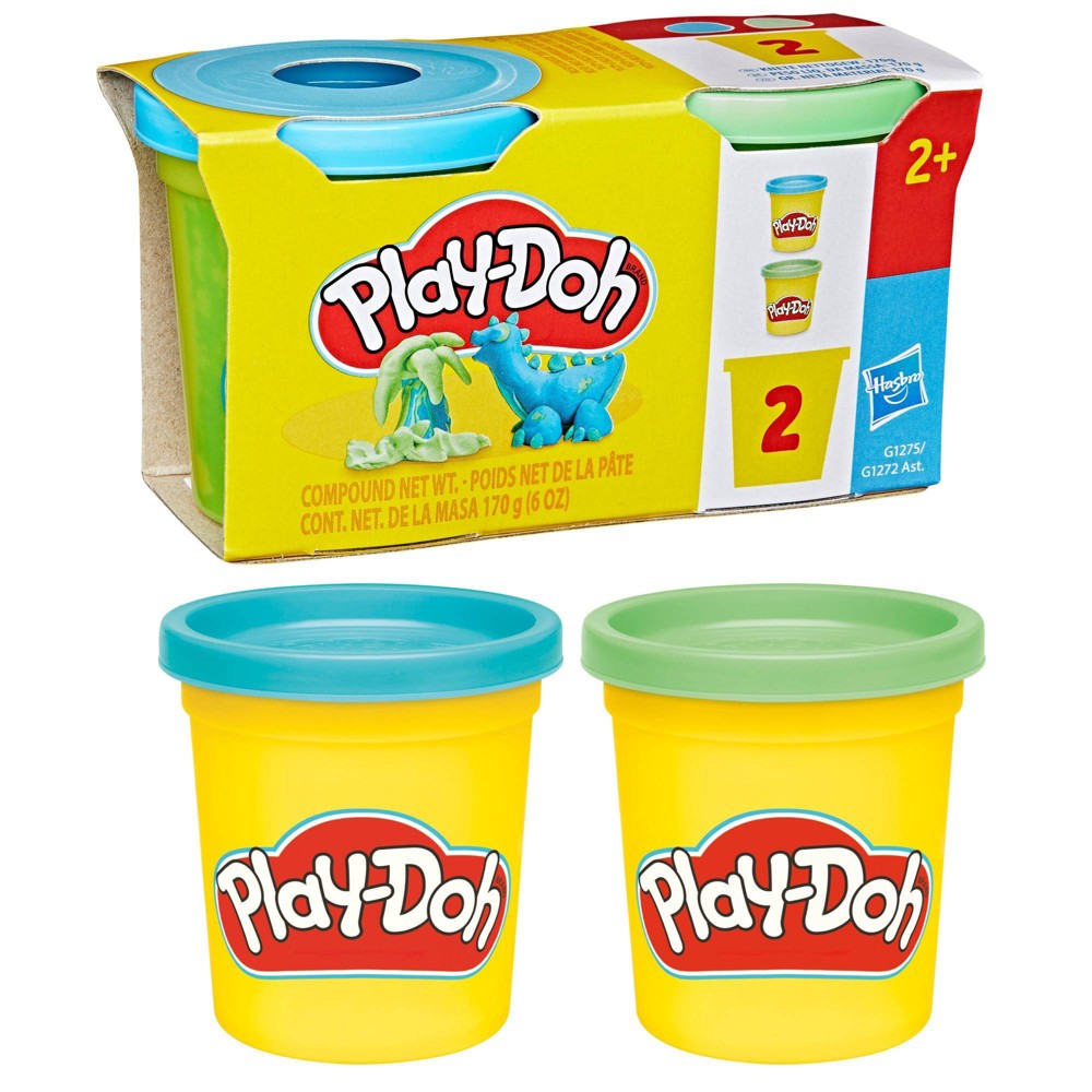 Play-Doh Mint Green and Bright Blue 2-Pack 3oz Cans Basket Stuffers Ages 2 and Up