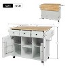 Pexfix Kitchen Island With Storage Cabinet & 3 Drawers Kitchen Cart With Rubber Wood Drop-Leaf Countertop Cabinet Storage Racks For Dinning Room White - 3 of 4